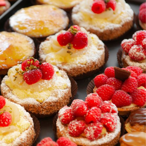 Pastries with natural flavors and fresh fruit.