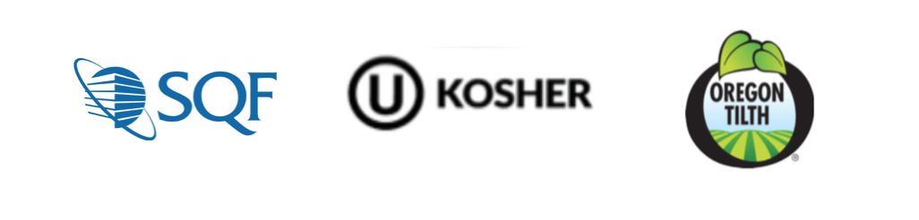 SQF, Kosher and Oregon tilth logos